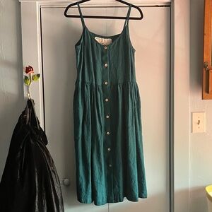 SOLD! DO NOT PURCHASE 
notPERFECTLINEN SARAH Emerald Button-Front Midi Dress M/L